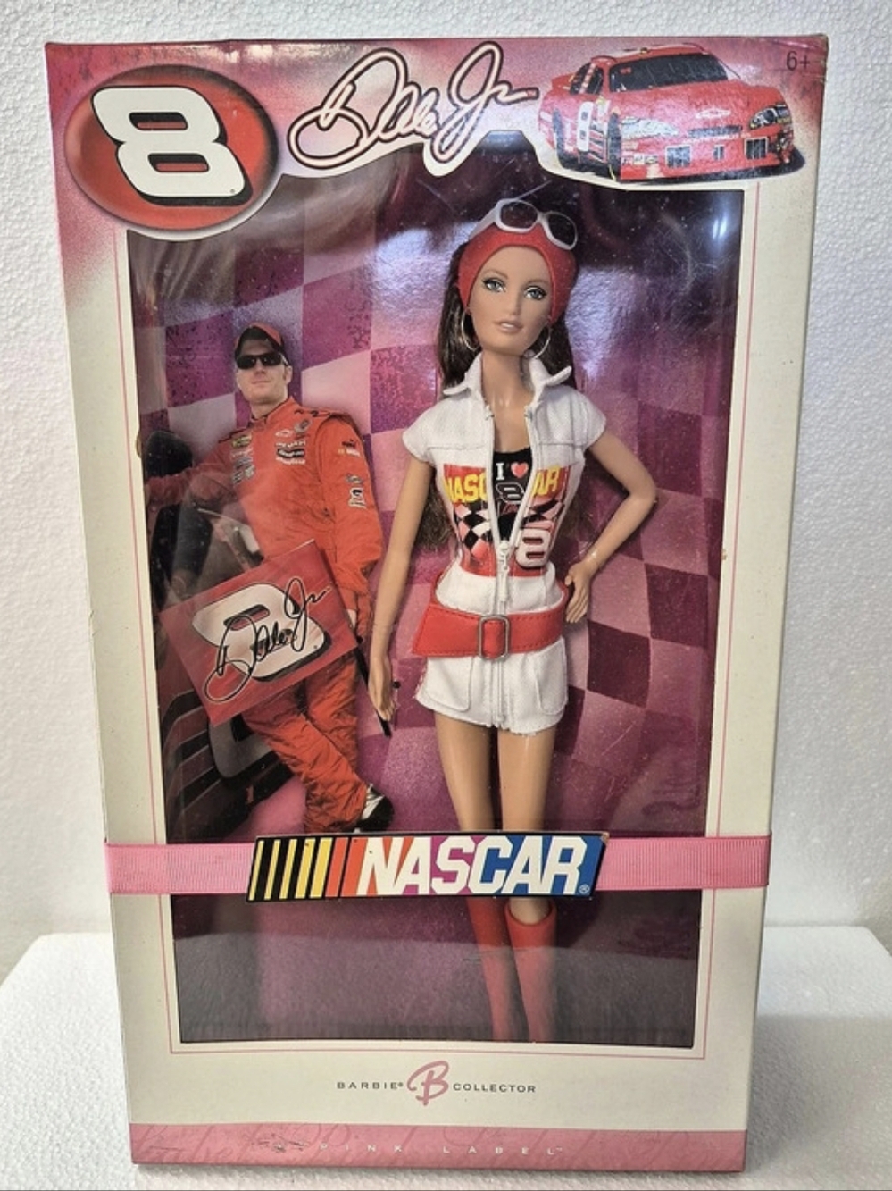NRFB Barbie Dale Earnhardt Jr. Barbie NASCAR Collector Doll Pink Label